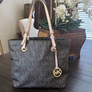 Michael Kors Signature Jet Set East West Brown Tote.